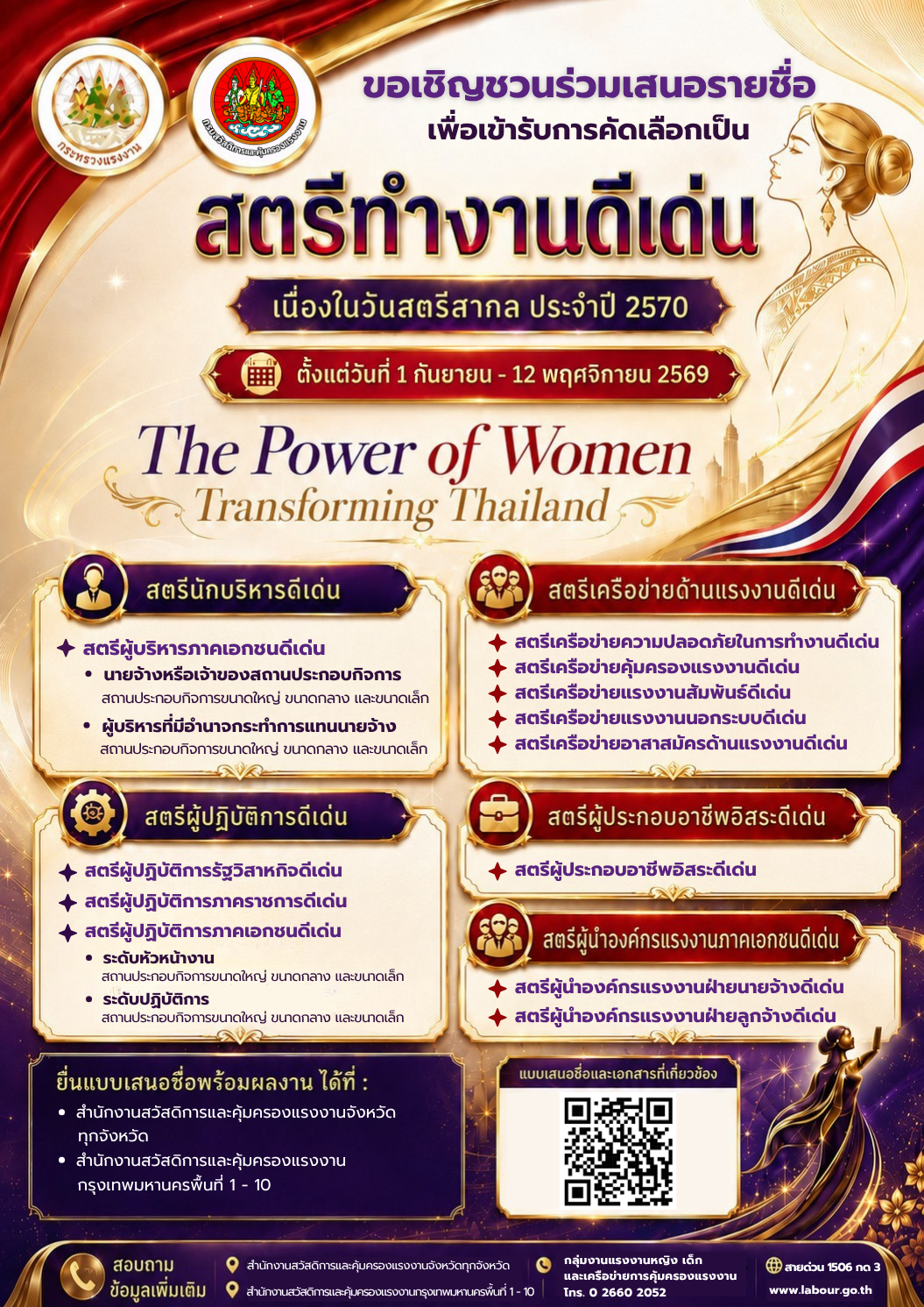ข่าวประชาสัมพันธ์ ขอเชิญชวนร่วมเสนอชื่อ “สตรีทำงาน”